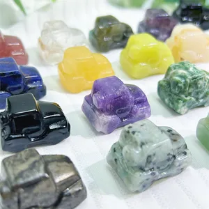 Grosir kerajinan kristal ukuran mini batu pemoles alami pyrite campuran ukiran mobil untuk hadiah ornamen rumah