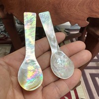 Premium natuurlijke gele kaviaar lepel met handgemaakte Bohemian stijl handvat van schelp, aangepaste logo, luxe, voedselveilig, bruiloft