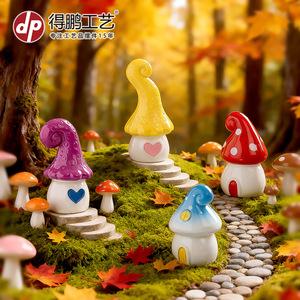 Mushroom Fairy House Resin Crafts <b>Miniature</b> Decor Home Decoration Desktop Ornament - Product Image 4