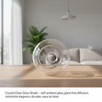 Abat-jour en verre transparent en forme de champignon de style industriel, idéal pour les luminaires suspendus de style côtier minimaliste