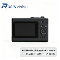 Kamera Digital RusinVision HT-SR04 4K 68MP Layar Ganda Zoom 16X Camcorder Vlogging Perjalanan Selfie OEM ODM