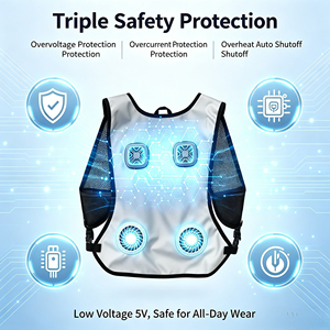 Chaqueta con Ventilador, Traje de <span class=keywords><strong>Aire</strong></span> <span class=keywords><strong>Acondicionado</strong></span>, Chaleco Refrigerante para Hombre, Ropa de Verano para Exteriores con Ventilador - Product Image 5