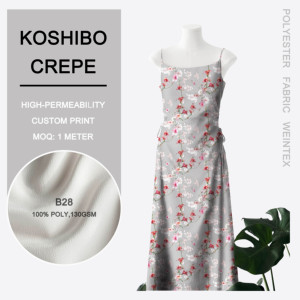 B28 kosibo אנטי-סטטי 100% פוליאסטר הדפס קרפ בד אלסה כסף אפור עם הדפס פרחים - Product Image 2