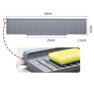 New Snap-Lock Cuttable <b>Silicone</b> Faucet <b>Mat</b> Kitchen Sink Faucet Organizer Kitchen Sink Splash Guard <b>Mat</b> for Fast Self-<b>Draining</b> - Product Image 3