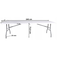 Offre Spéciale à moitié plié 8ft 240cm événements en plein air mariage rectangulaire blanc HDPE pique-nique à manger Table pliante en plastique