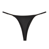String tanga noir uni réglable taille haute sexy pour femmes, sous-vêtements personnalisés 3XL avec logo