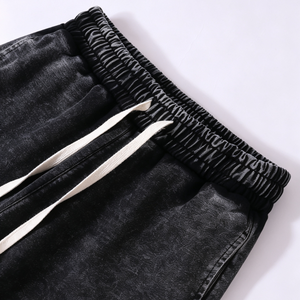 Pantalones Cortos Bermuda de Algodón Lavado para Hombre, Color Sólido, con Cordón, Casuales, de Cintura Media, Oversize, Unisex, Estilo Urbano 7729 - Product Image 3