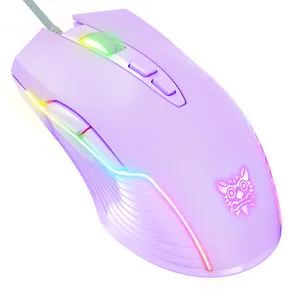 Onikuma Cw905 퍼플 마우스 쉘 컴퓨터 마우스 브랜드 저렴한 게임 USB 마우스 1200 dpi RGB Led 빛