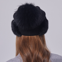 Bonnets en laine angora avec bord entier en fourrure de vison Chapeaux en fourrure d'hiver Bonnet tricoté chaud pour femmes Casquettes élégantes en forme de crâne