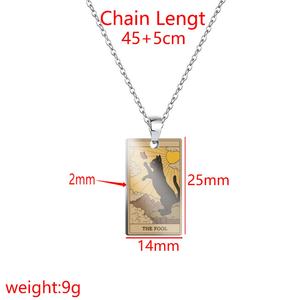 Collier pendentif en acier inoxydable plaqué or, motif chat, impression UV couleur, style peinture à l'huile vintage, Grand Arcana Waite, forme croix - Product Image 5