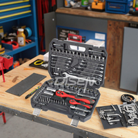 Jeu de douilles pour outils automobiles en acier inoxydable 82 pièces avec mallette de rangement pour boîte à outils en plastique dur