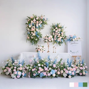 Suministros para arreglos florales, artículos de decoración para fiesta de <span class=keywords><strong>cumpleaños</strong></span> infantil, <span class=keywords><strong>rosas</strong></span>, flores artificiales, piso, corredor de flores de boda, azul - Product Image 2