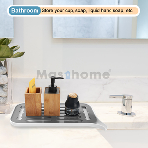 Masthome Hollow Design cucina bagno lavello mensola sapone spugna scolapiatti cucina porta spugna lavello in plastica Caddy con vassoio - Product Image 6