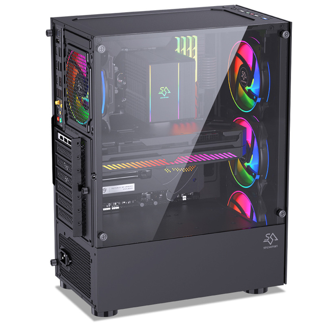 SNOWMAN Durable Aluminum Alloy Mid Tower PC Case RGB Fan Lightweight Design for High Performance Gaming Builds ATX Form Factor