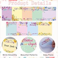 Bloc-notes adhésif rétro de style floral de 50 feuilles petit cahier réutilisable de notes autocollantes livre d'or pour les promotions