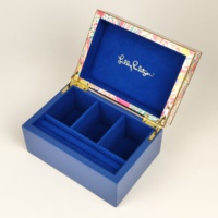 Boîte à bijoux en bois imprimée en couleur, doublure en velours multi-compartiments, logo personnalisé, charnière en métal pour le rangement des bijoux, emballage cadeau de luxe