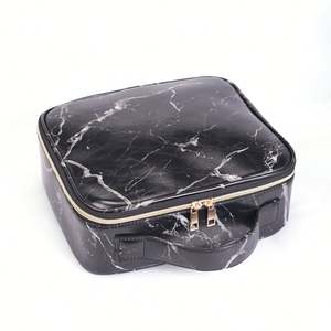 Bolsa de Maquillaje Grande Ajustable de PVC con Diseño de Mármol, Organizador con Cierre de Cremallera, Estuche de Cosméticos de Viaje y Porta Brochas - Product Image 6