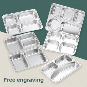 Nampan makan siang sekolah baja tahan karat 304 anak-anak piring kompartemen dalam dengan tebal dibagi Kantin Makanan Cepat & piring - Product Image 3
