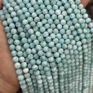 Suministro de Fábrica: Cuentas Redondas Sueltas de Larimar Natural de 6/8/10mm, Cuentas de Piedras Preciosas Azules Pulidas para la Fabricación de Joyas. Color: # 32 - Product Image 2