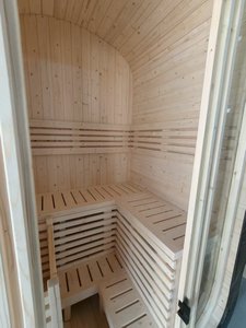 Sauna tonneau extérieur de luxe Sauna à vapeur à bois traditionnel finlandais Maison de sauna ovale préfabriquée bricolage - Product Image 6