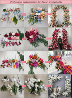 Fleurs de table de mariage, guirlande de roses, fleurs d'allée, fleurs artificielles en soie rose, rouge, blanc, chemin de table pour décoration de mariage