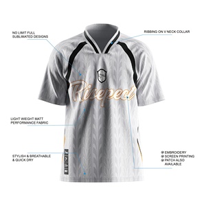 Polo de fútbol transpirable y resistente al desgaste Jersey de fútbol de rayas clásicas para hombre para entrenamiento informal - Product Image 4