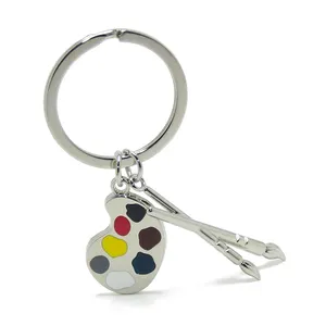 3D-Palette Ölkeuchen Pinsel Souvenir Geschenke Pinsel Schlüssel bund Kunstschule Schlüssel ring halter Zeichnung Pigment Metall farbigen Schlüssel bund