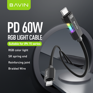 Bavin OEM สายไนลอนถัก <span class=keywords><strong>CB311</strong></span> 60W PD สาย USB ชนิด C สำหรับโทรศัพท์สายชาร์จโทรศัพท์มือถือได้อย่างรวดเร็ว - Product Image 2