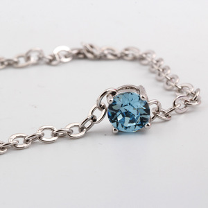 Fashion Chain <b>Bracelet</b> Blue <b>Crystal</b> 17cm+3cm Zinc Alloy Gift Jewelry for Women - Product Image 2