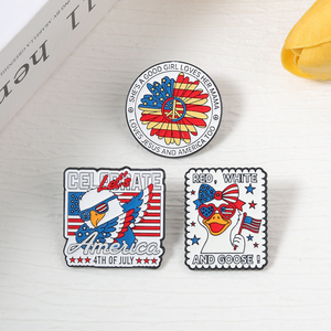 Pin Esmaltado del 4 de Julio, Día de la Independencia Americana, con Águila Calva, Bandera y Letra de Canción de Girasol, Broche para Mochila, Ropa, Insignia, Joyería, Regalo - Product Image 3