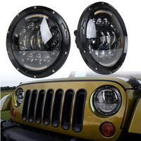 Phare LED universel rond de 7 pouces, faisceau haut et bas, blanc ambre, DRL pour moto, voiture tout-terrain, camion, SUV, 4x4, pick-up