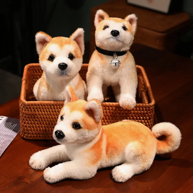 Gerçekçi Akita köpek dolması hayvan peluş oyuncak sevimli simülasyon yavru Puppy Inu kabarık yatıştırmak bebek bebek doğum günü hediyeleri çocuklar için