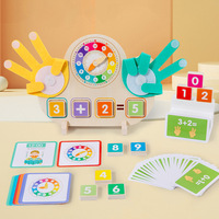 Horloge en bois Montessori pour enfants, jeu de comptage des doigts en forme de grenouille, jeu de société mathématique, aides pédagogiques éducatives, jouets cadeaux pour l'apprentissage des enfants