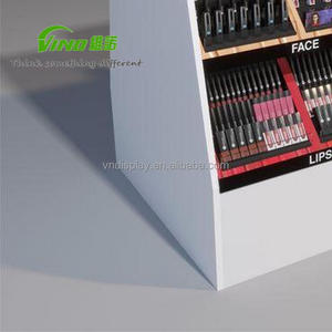 Custom Logo MDF Cosmetic <b>Floor</b> Display Stand Multi‑Tier Slant <b>Shelf</b> Makeup Display Cabinet For Lipstick Eyeshadow Retail Beauty - Product Image 3