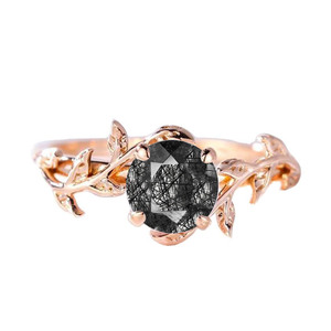 925 Silver Gold Plated Moonstone <b>Ring</b> With Prong Setting Romantic Plant Pattern Women's Engagement Gemstone <b>Ring</b> - Product Image 3