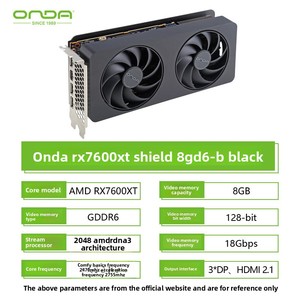 Brand New ONDARX7600XT Aegis 8G/16GD6 GDDR6 White Desktop <b>Computer</b> Featuring <b>Fan</b> Cooling AI Independent Graphics Card for - Product Image 5