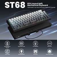 Clavier de jeu Zornher ST68 Split, clavier mécanique sans fil rétroéclairé RVB, programmable, 68 touches, clavier Esports pour PC Gamer