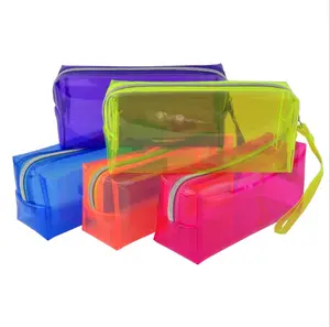 New Gift Stationery Transparent Plastic Box School Lovely Pencil Case Pen Holder Bag Pouch Storage Case