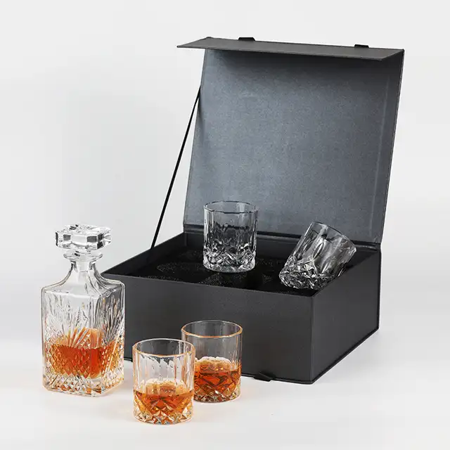 Amazon venda quente 750ml/26oz Copos Whisky & whiskey whiskey decanter set com caixa de presente conjunto