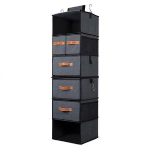 Best Price Foldable Closet Organizers 6-<b>Shelf</b> Linen Fabric Wardrobe Storage Unit With Drawer for Hanging Clothes and Storage - Product Image 1