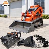 Pengiriman Gratis LOGWAY Mini Skid Steer Loader 795kg Berat Operasi Mesin Diesel Performa Pemuatan Kuat Konstruksi
