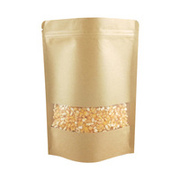 Sacs de conservation alimentaire en papier kraft, avec fenêtre transparente frontale, fermeture éclair thermoscellable, écologiques et réutilisables, vente en gros