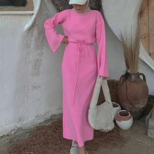 Conjunto de Ropa para Mujer 2024, Vestidos Casuales Y2k, Vestido Tubo, Vestido Largo de Encaje Tejido con Mangas Largas - Product Image 6