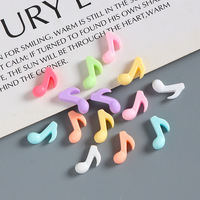 20 pièces/sac Mini symboles musicaux en résine couleur unie pour décoration d'ongles, coques de téléphone DIY, cœurs chromés à fond plat