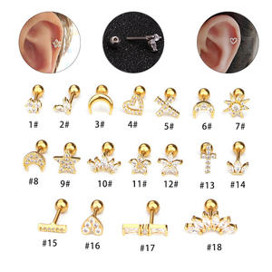Bijou de piercing d'oreille en acier inoxydable 316L avec zircon couronne, type cartilage, à vis, pour dropshipping Shopify - Product Image 3
