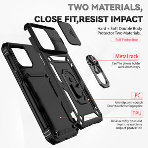 Factory OEM Slide Camera Window Magnetic <b>Ring</b> <b>Holder</b> TPU+PC Armor Design Shockproof Anti-Fingerprint Mobile <b>Phone</b> Case - Product Image 6