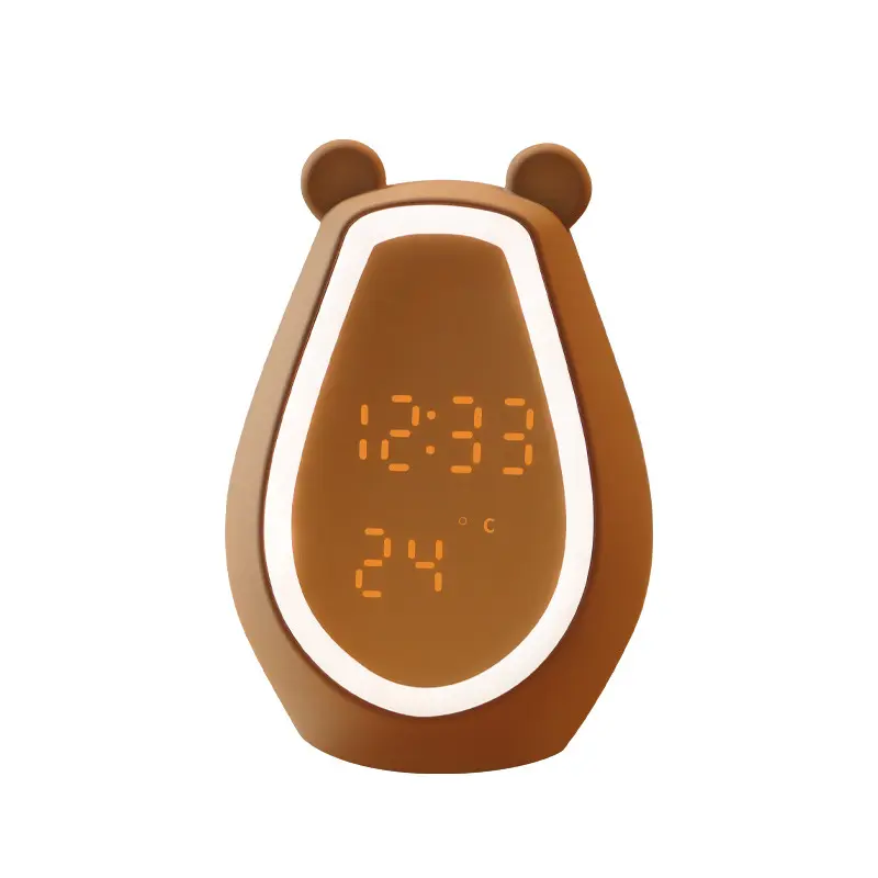 Creative cute Bear alarm clock Led light digital speaker Usb rechargeable cartoon night light
