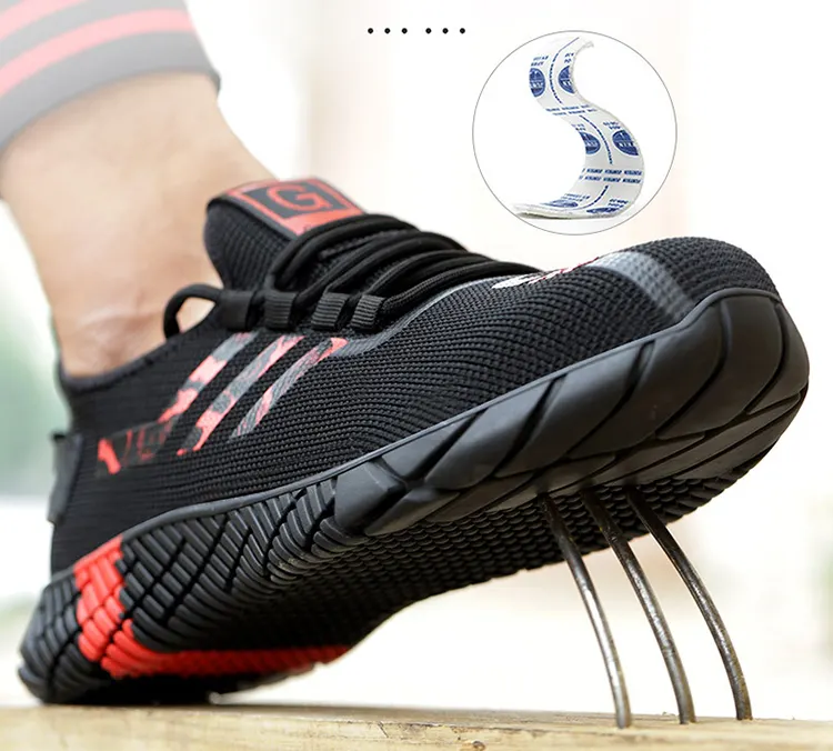 Seguro de trabalho Calçados de Segurança Sapatos Anti-esmagamento Anti-perfuração-resistente ao Desgaste Anti-skid Sapatos de Trabalho para Os Homens