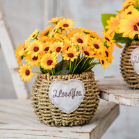 Arrangement de fleurs artificielles en soie, panier de fleurs, rose, pivoine, tournesol, décoration florale de table pour salon, mariage, fête