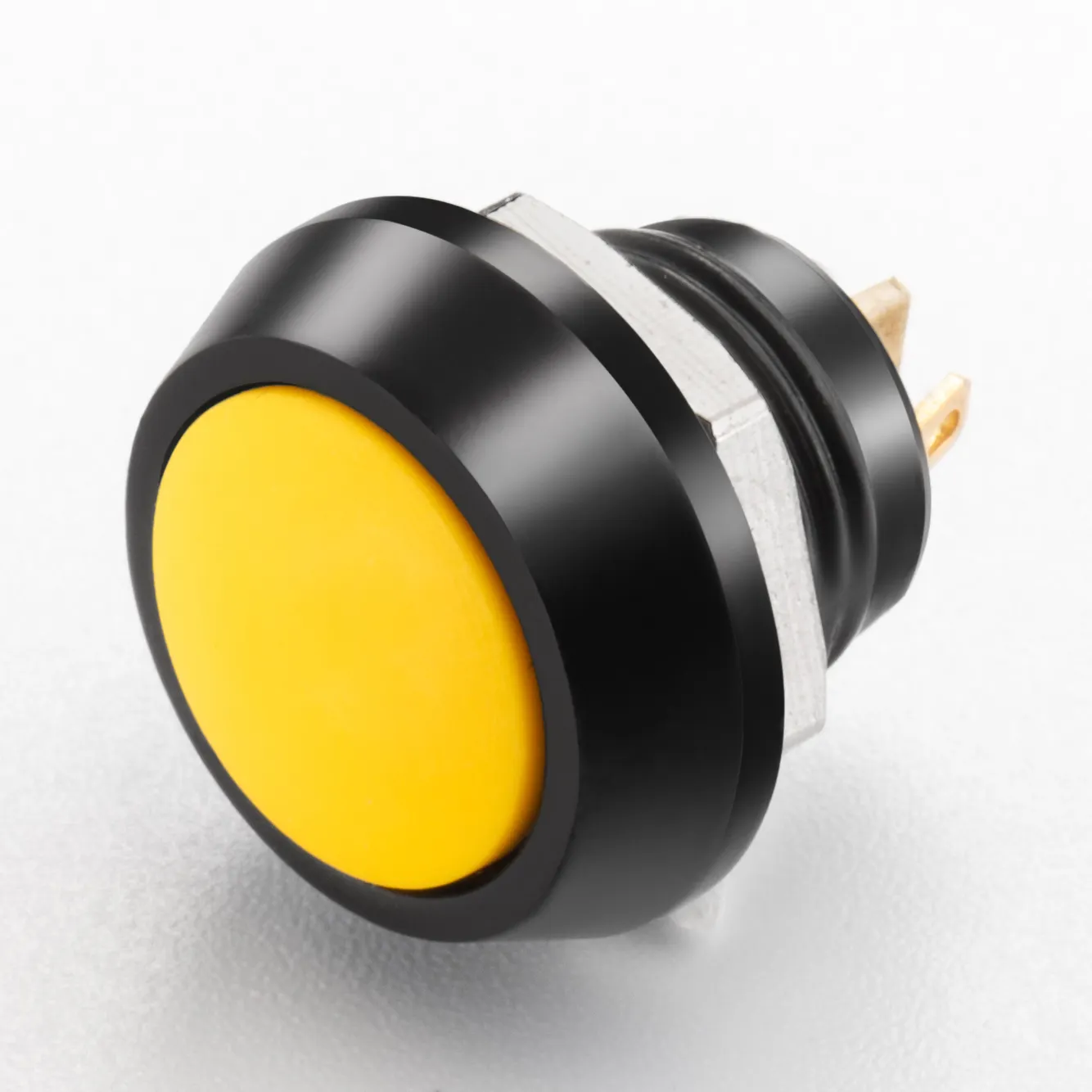Sakelar tombol tekan 12mm (1NO) dengan aluminium hitam atau baja tahan karat